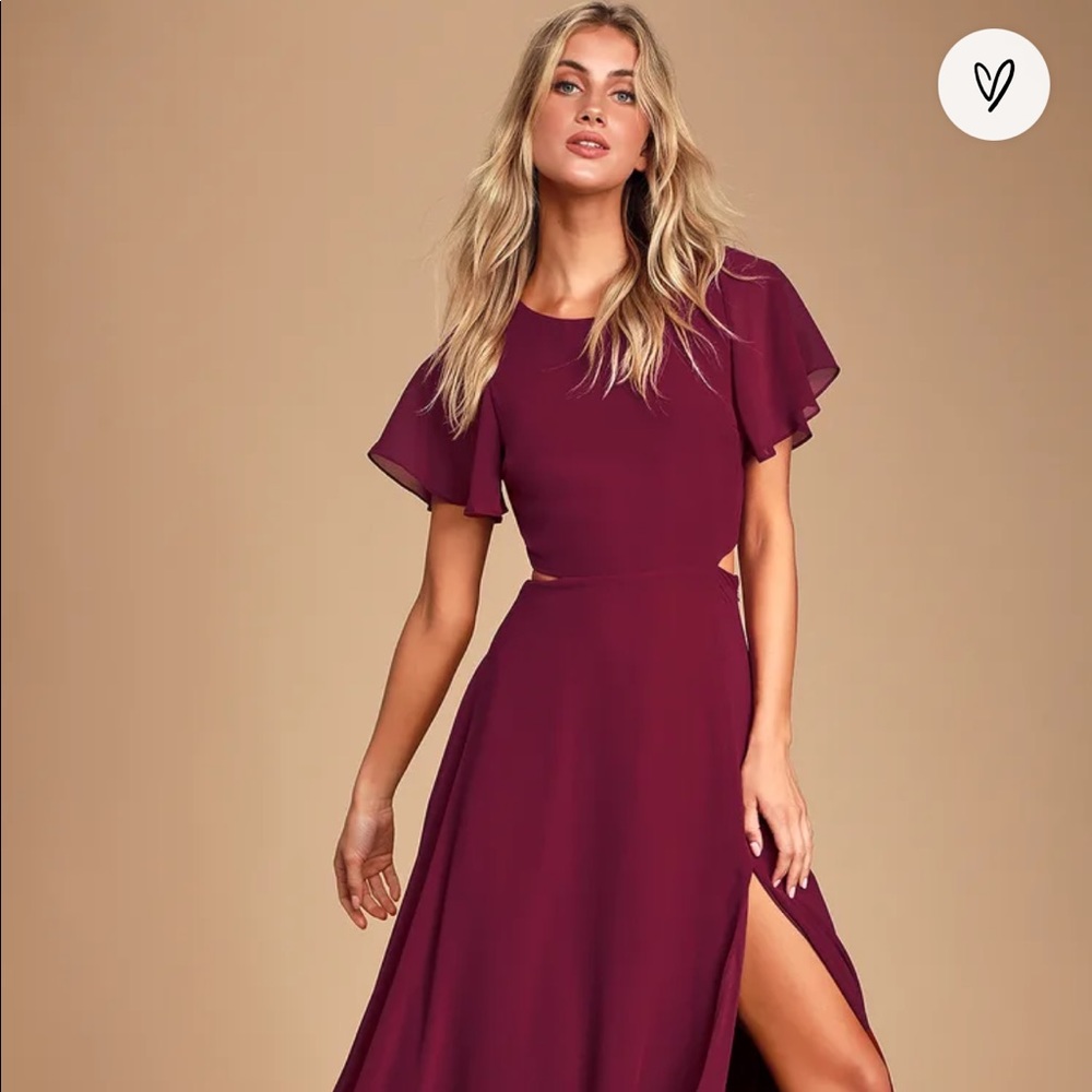 Lulus Garden Bliss Burgundy Cutout Maxi Dress. Never worn and new